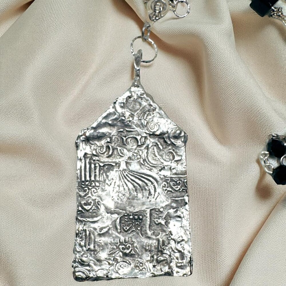 Handcrafted St Teresa Glass Shadow Box Pendant & Artisan Metalwork & Necklace - Picture 8 of 12